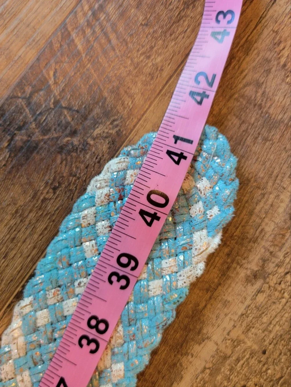 Boho Chic Woven Belt Turquoise & Gold Metallic Detail